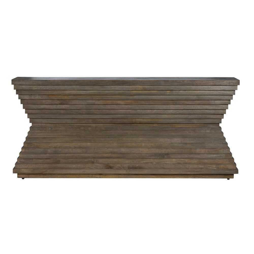 Crestview Higy Sofa Console Table | 80’’ Stacked Layer Base | Brown CCL-CVFNR4415