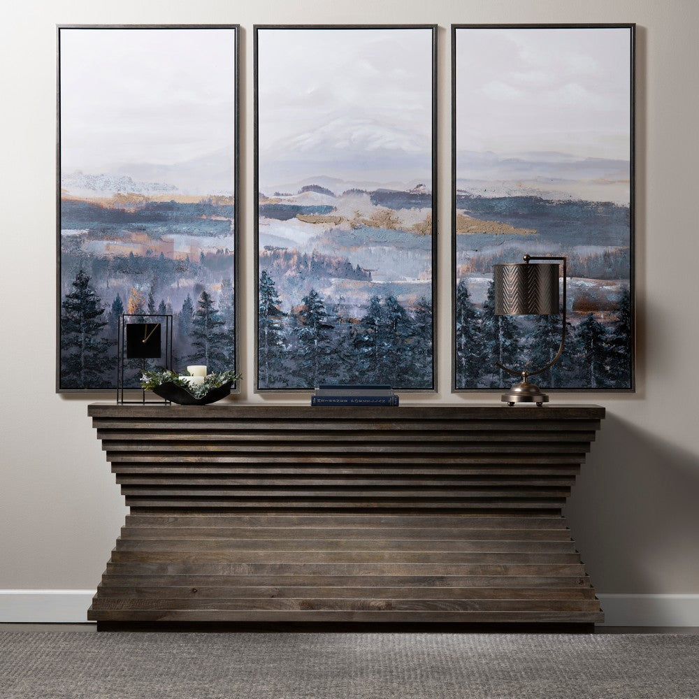 Crestview Higy Sofa Console Table | 80’’ Stacked Layer Base | Brown CCL-CVFNR4415