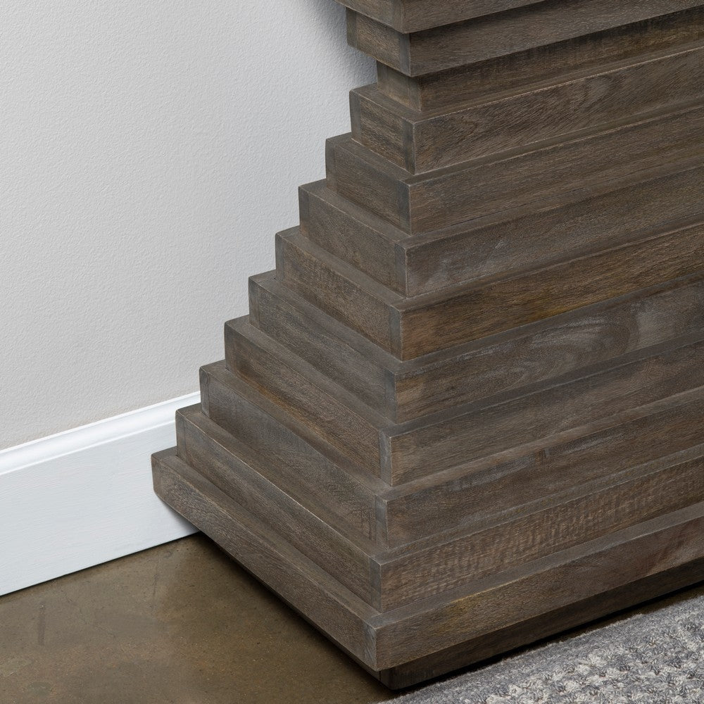 Crestview Higy Sofa Console Table | 80’’ Stacked Layer Base | Brown CCL-CVFNR4415