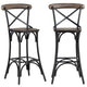 Crestview Cery Barstool Chair Set of 2 | Brown Curved Back | Iron Frame CCL-CVFNR4504