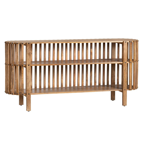 Crestview Sez Sofa Console Table | 68" | 2 Fixed Shelves | Brown Wood