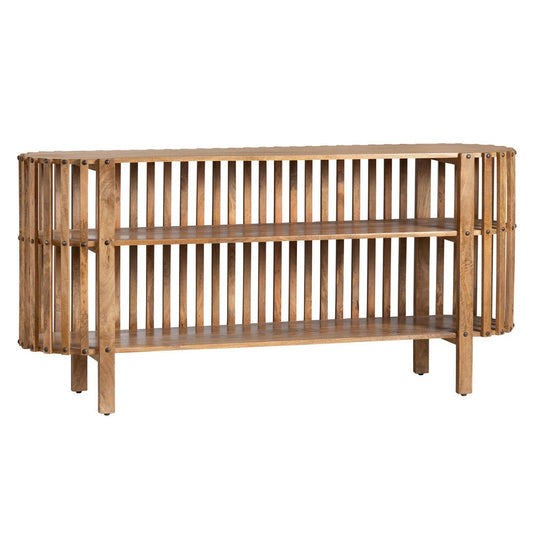 Crestview Sez Sofa Console Table | 68" | 2 Fixed Shelves | Brown Wood