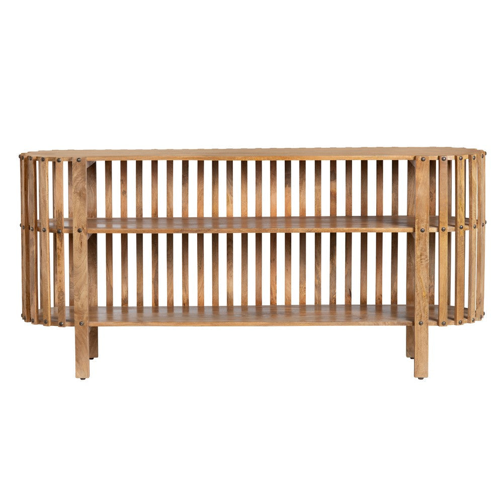 Crestview Sez Sofa Console Table | 68’’ | 2 Fixed Shelves | Brown Wood CCL-CVFNR4505