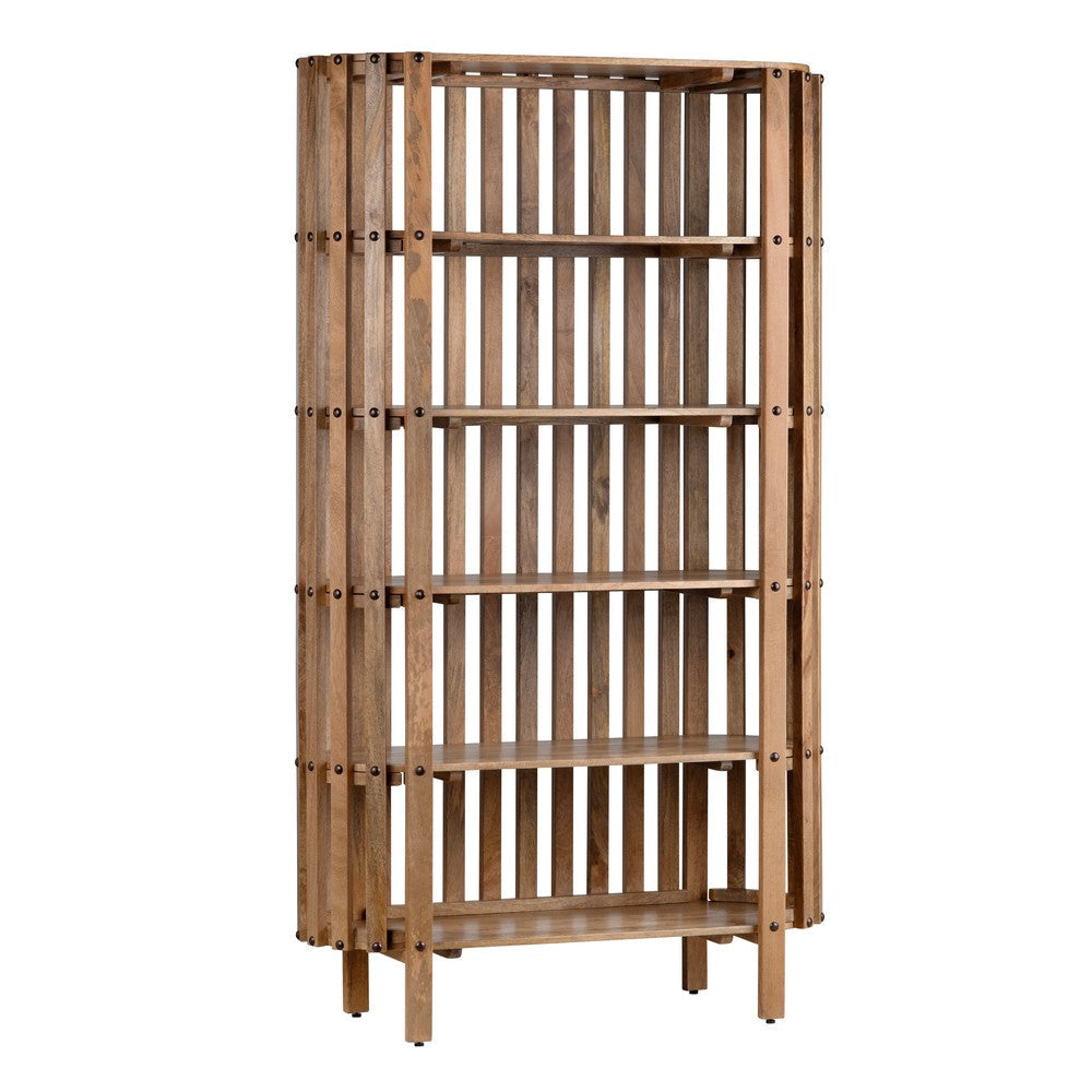 Crestview Sez Etagere Bookcase w 5 Fixed Shelves | Brown Mango Wood CCL-CVFNR4506