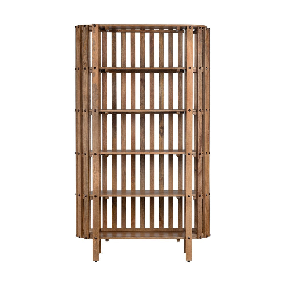 Crestview Sez Etagere Bookcase w 5 Fixed Shelves | Brown Mango Wood CCL-CVFNR4506