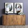 Crestview Gery Media Credenza Sideboard | 4 Scalloped Doors | 76" Brown