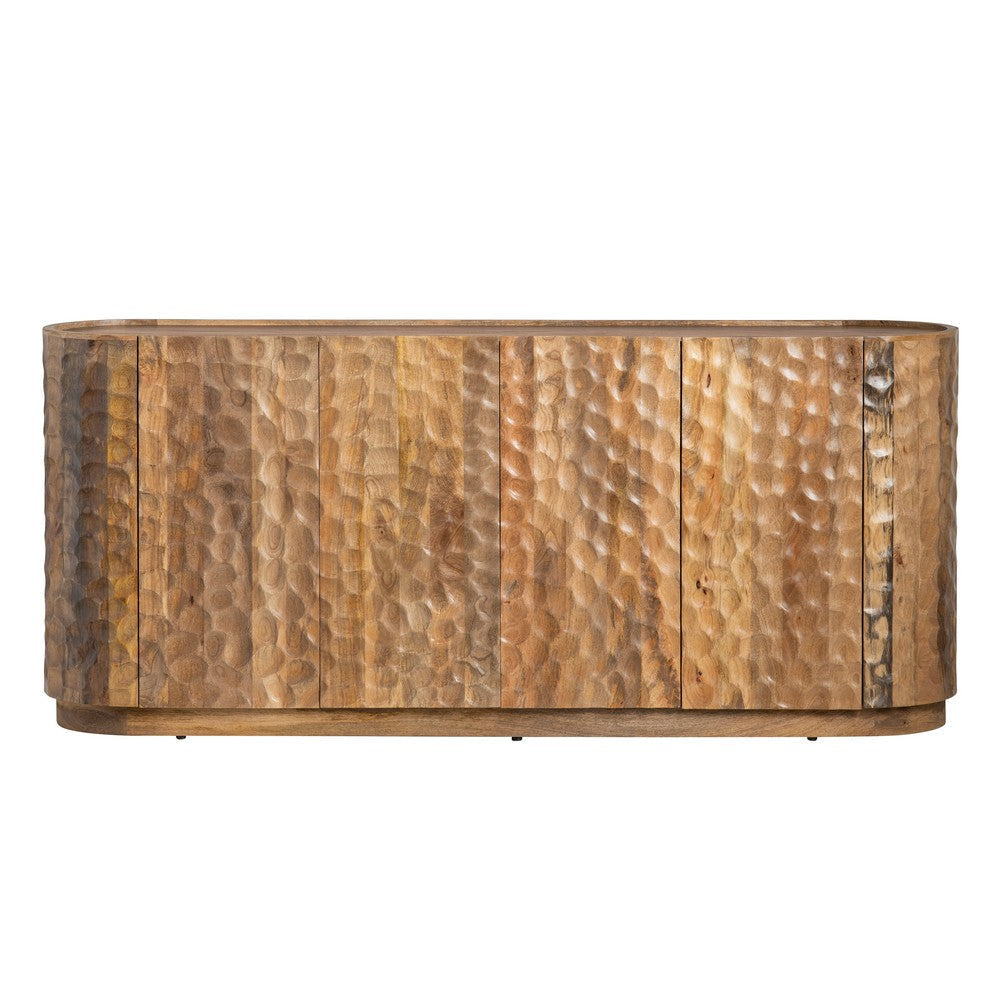 Crestview Gery Media Credenza Sideboard | 4 Scalloped Doors | 76’’ Brown CCL-CVFNR4516