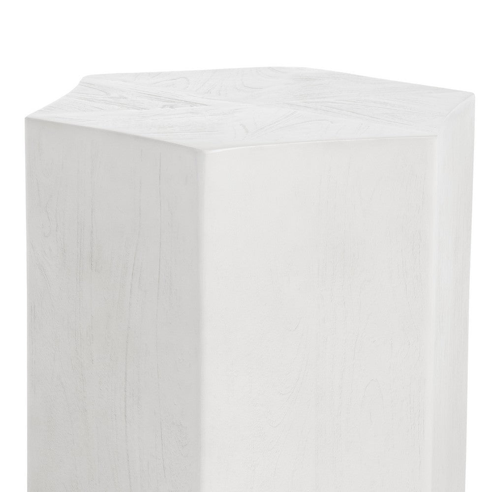 Crestview Kesy Side End Table | 22’’ Hexagonal Top | White Mango Wood CCL-CVFNR4518