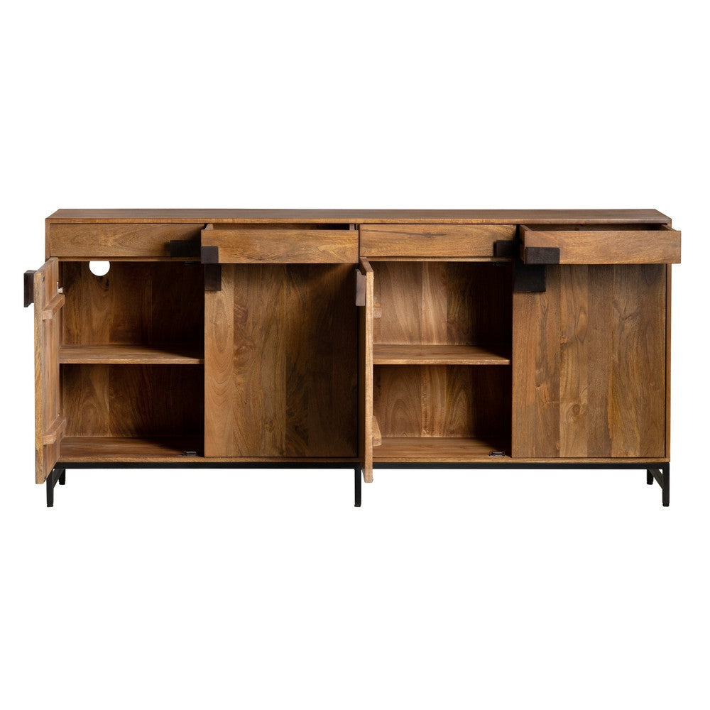 Crestview Teny Media Credenza | 76’’ | 4 Drawers w Doors | Brown Wood CCL-CVFNR4519
