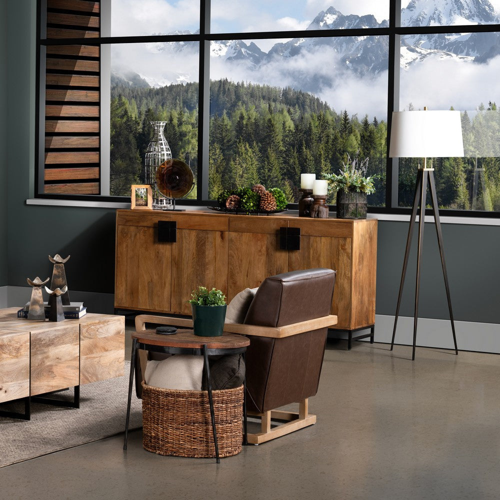 Crestview Teny Media Credenza | 76" | 4 Drawers w Doors | Brown Wood