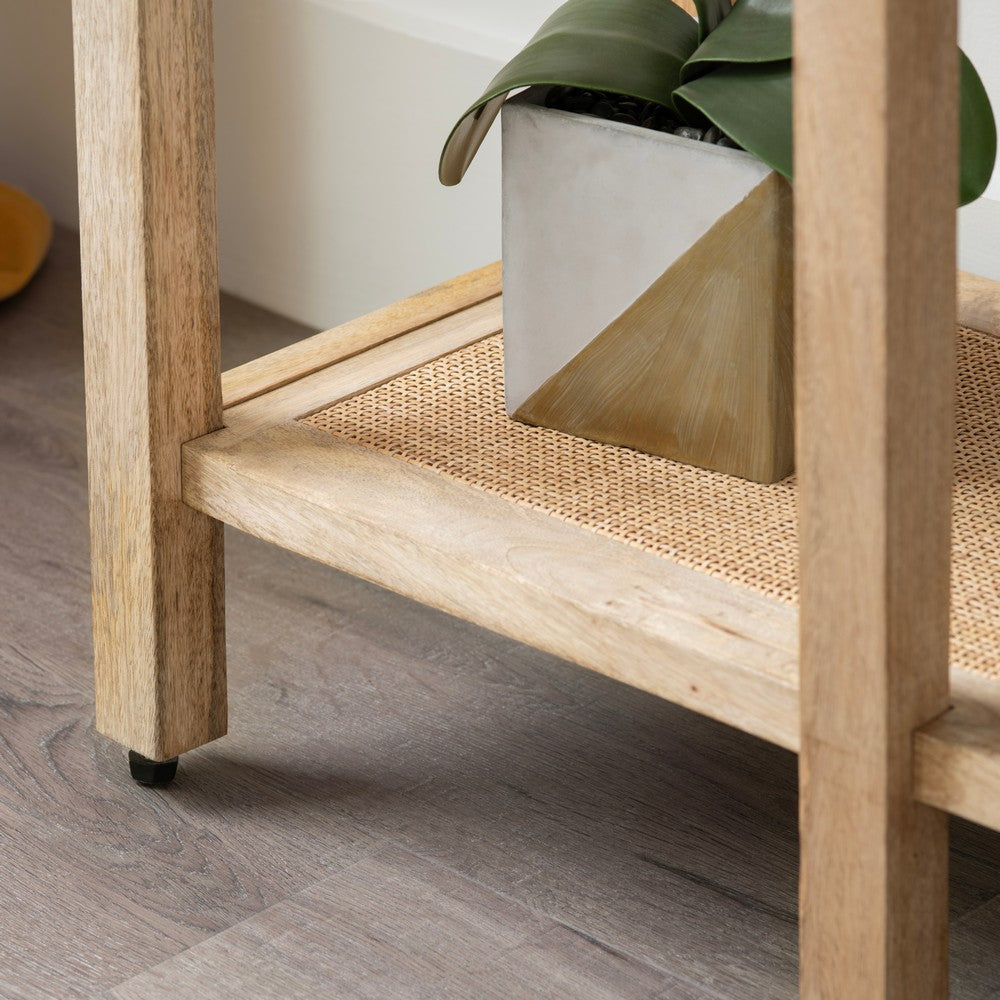 Crestview Lary Etagere Bookcase w 5 Rattan Shelves | Natural Brown Wood CCL-CVFNR4526