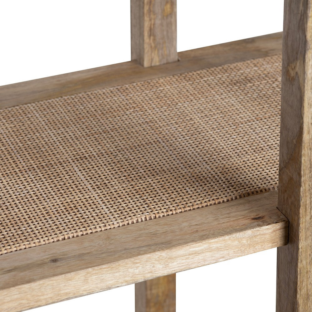 Crestview Lary Etagere Bookcase w 5 Rattan Shelves | Natural Brown Wood CCL-CVFNR4526