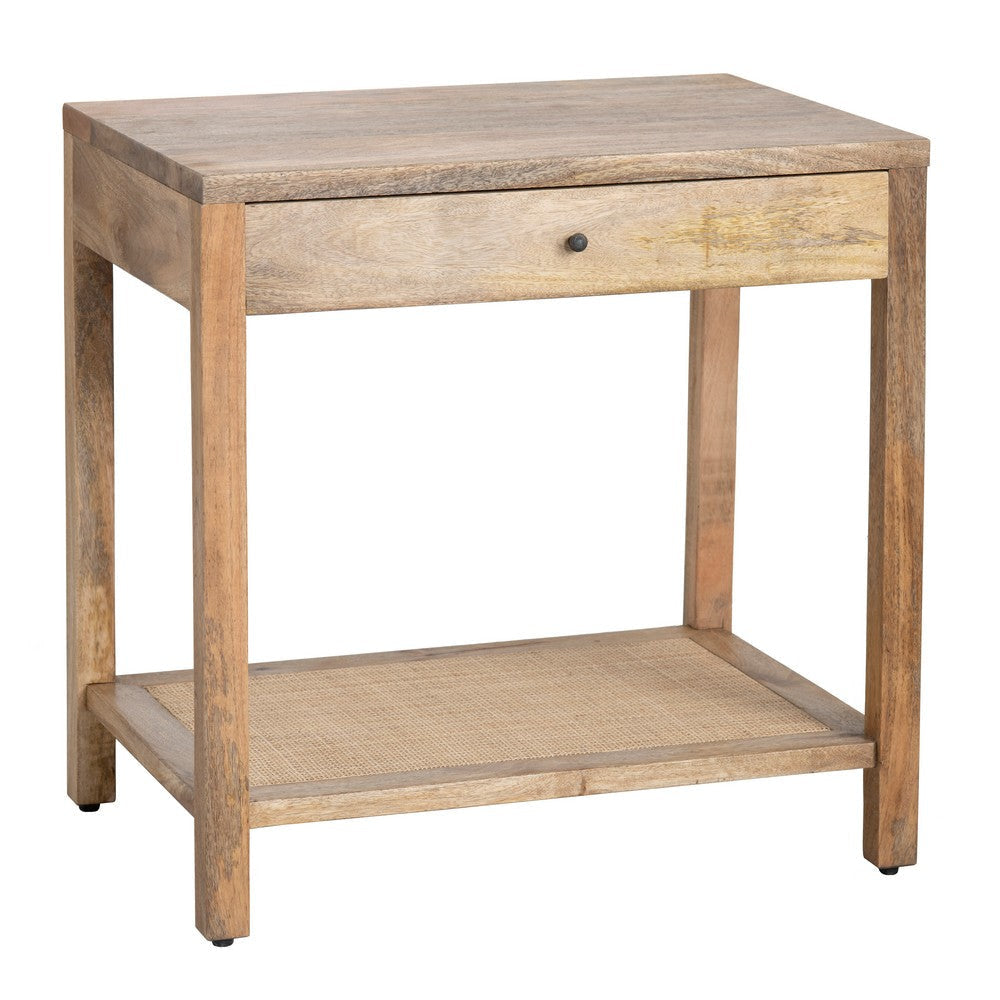 Crestview Lary Side End Table | 28" | 1 Drawer with Open Shelf | Brown