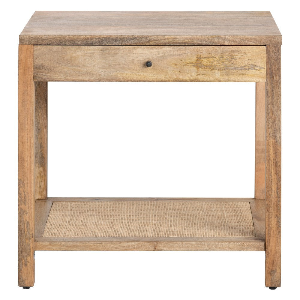 Crestview Lary Side End Table | 28’’ | 1 Drawer with Open Shelf | Brown CCL-CVFNR4527