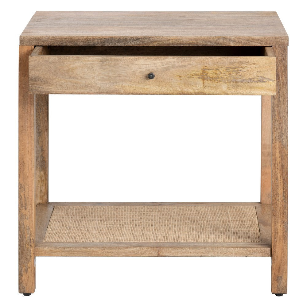 Crestview Lary Side End Table | 28’’ | 1 Drawer with Open Shelf | Brown CCL-CVFNR4527