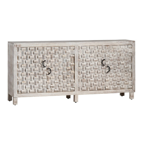 Crestview Quin Sideboard Buffet Cabinet | Whitewash 71" | 4 Doors