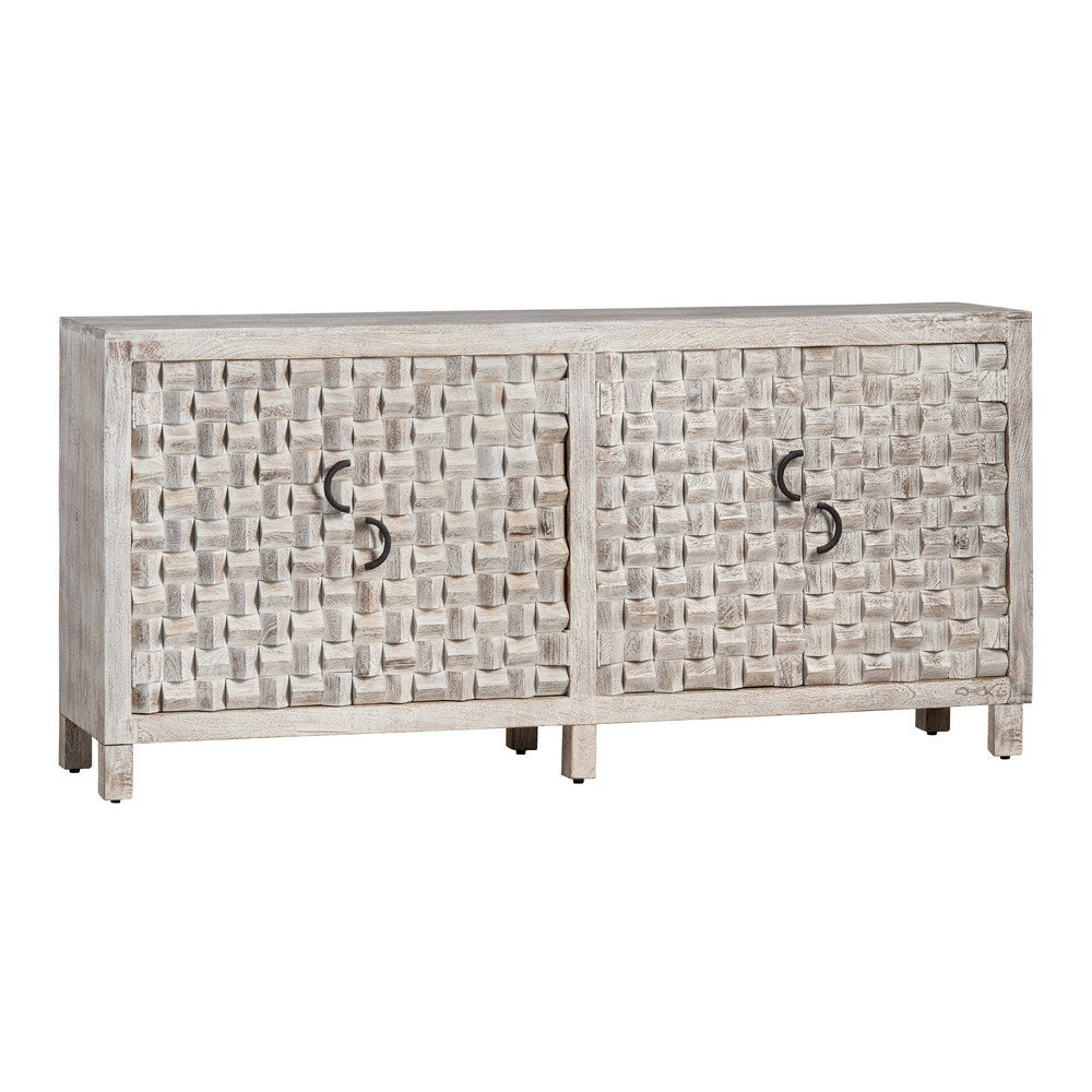 Crestview Quin Sideboard Buffet Cabinet | Whitewash 71" | 4 Doors