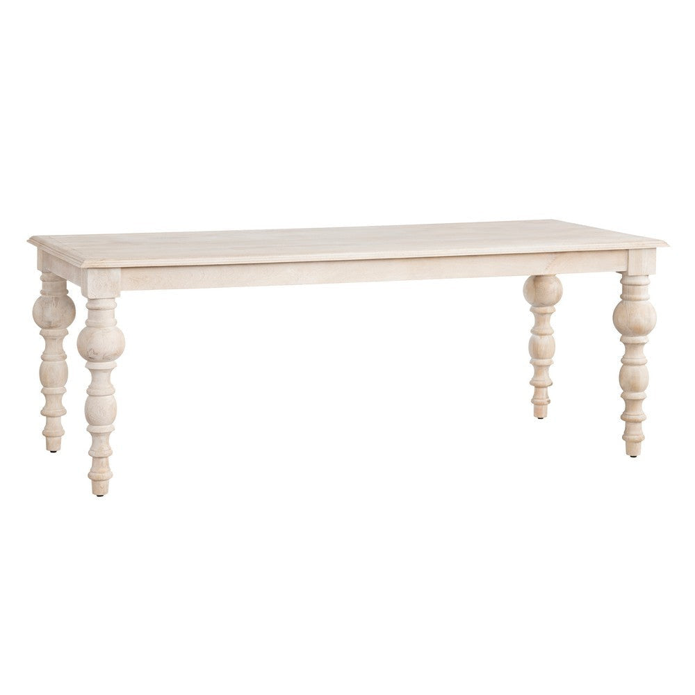 Crestview Hary Classic Dining Table | 84’’ Top | Turned Legs | Whitewash CCL-CVFNR4536