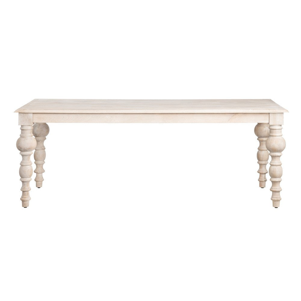 Crestview Hary Classic Dining Table | 84’’ Top | Turned Legs | Whitewash CCL-CVFNR4536