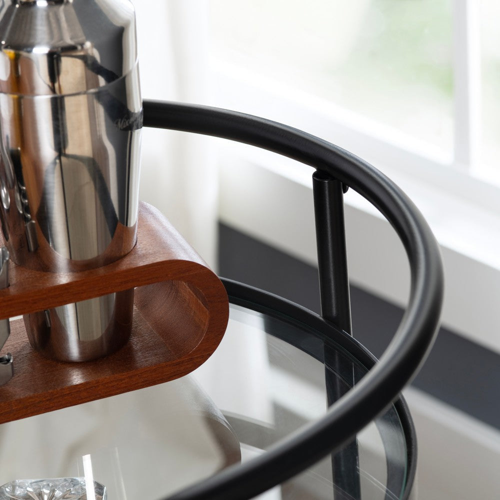 Crestview Jaz Rolling Bar Cart with Wheels | 3 Open Shelves | Black Iron CCL-CVFNR4540