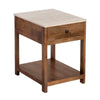 Crestview Lio Side End Table | 22" Beige Travertine w Drawer | Brown