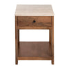 Crestview Lio Side End Table | 22’’ Beige Travertine w Drawer | Brown CCL-CVFNR4543