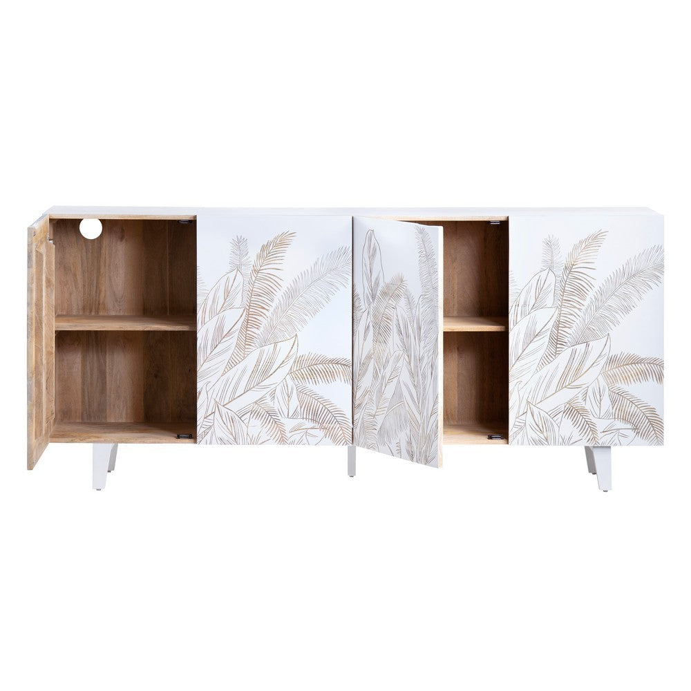 Crestview Sesy Media Credenza | 79’’ | 4 Floral Front Doors | White CCL-CVFNR4546
