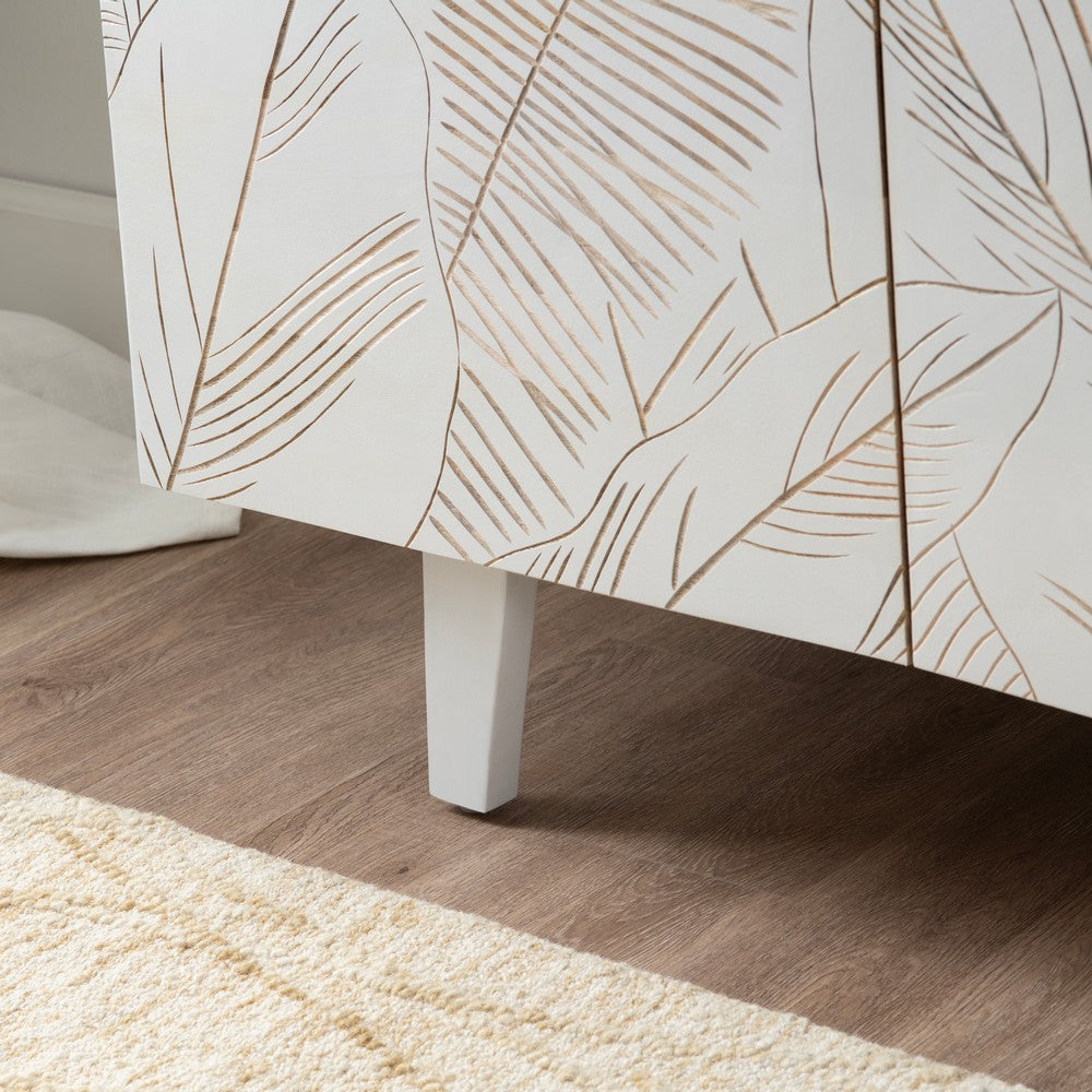 Crestview Sesy Media Credenza | 79’’ | 4 Floral Front Doors | White CCL-CVFNR4546