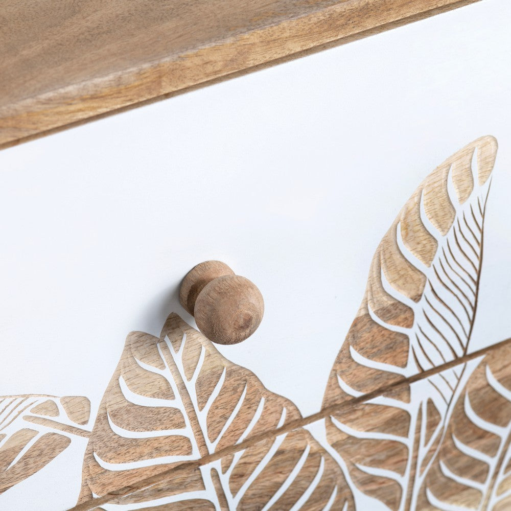 Crestview Sesy Accent Chest Nightstand | 3 Floral Drawers | Brown Frame CCL-CVFNR4549