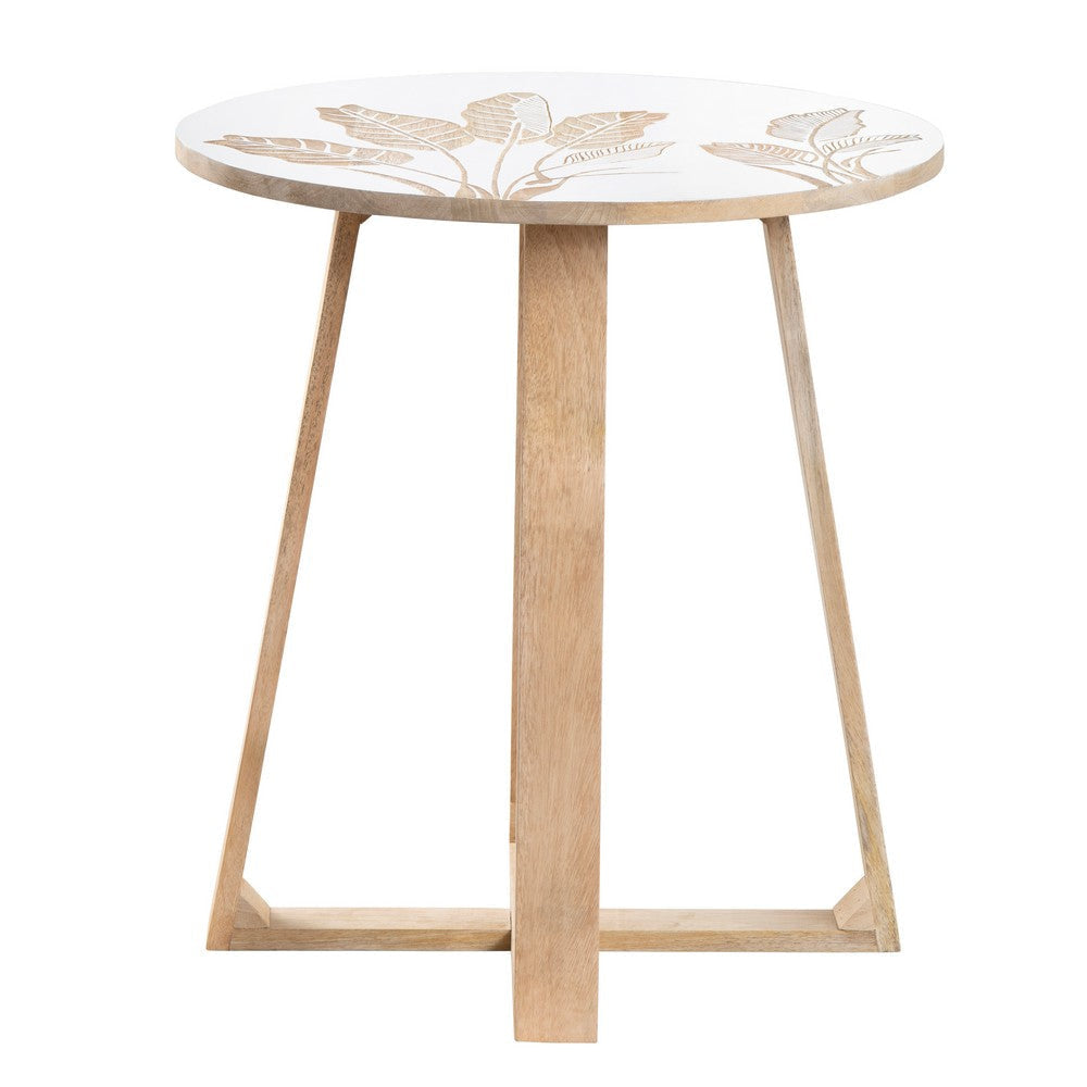 Crestview Sesy Side End Table | 22’’ Round White Top | Wood Legs CCL-CVFNR4550