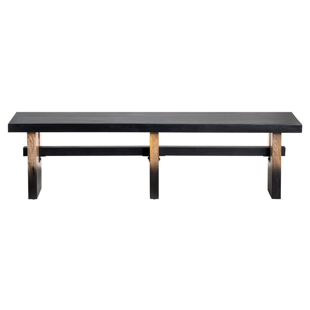 Mace Accent Bench | 65’’ Seat | Iron Stretcher | Black Brown Solid Wood CCL-CVFNR4585