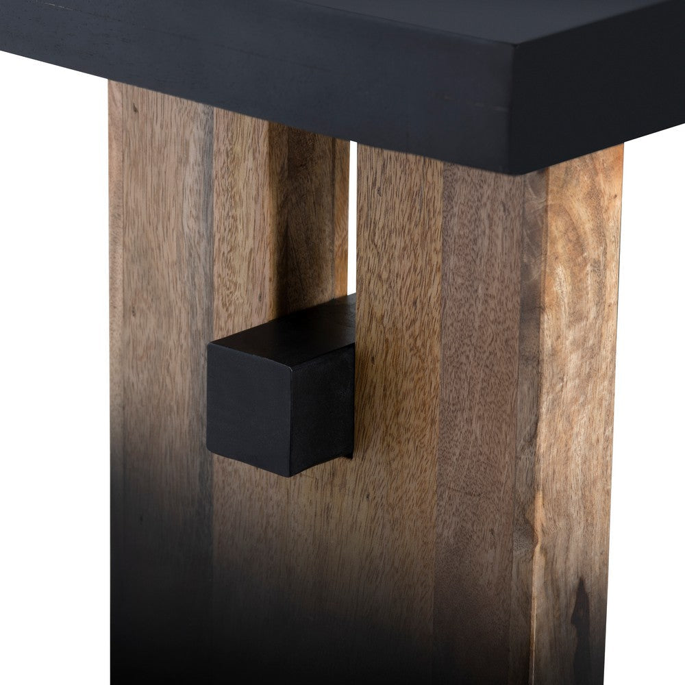 Mace Accent Bench | 65’’ Seat | Iron Stretcher | Black Brown Solid Wood CCL-CVFNR4585