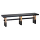 Mace Accent Bench | 65" Seat | Iron Stretcher | Black Brown Solid Wood
