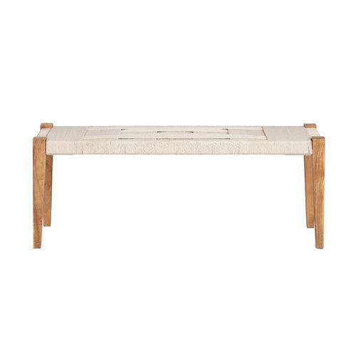 Crestview Casy Accent Bench | Beige Rope Seat | Brown Wood | 48"