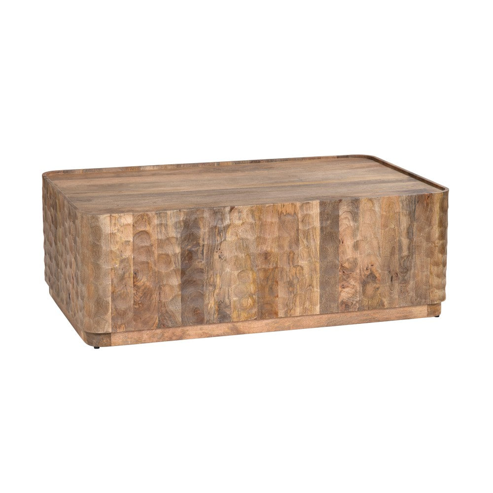 Crestview Gery Coffee Table | Hand Carved 50" Rectangular Top | Brown
