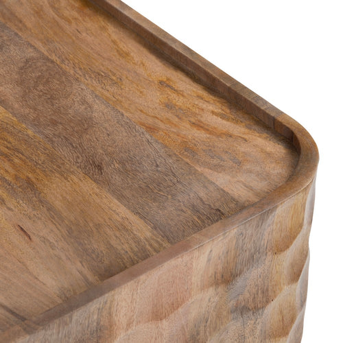 Crestview Gery Side End Table | Hand Carved Bevel Texture | 20" Brown
