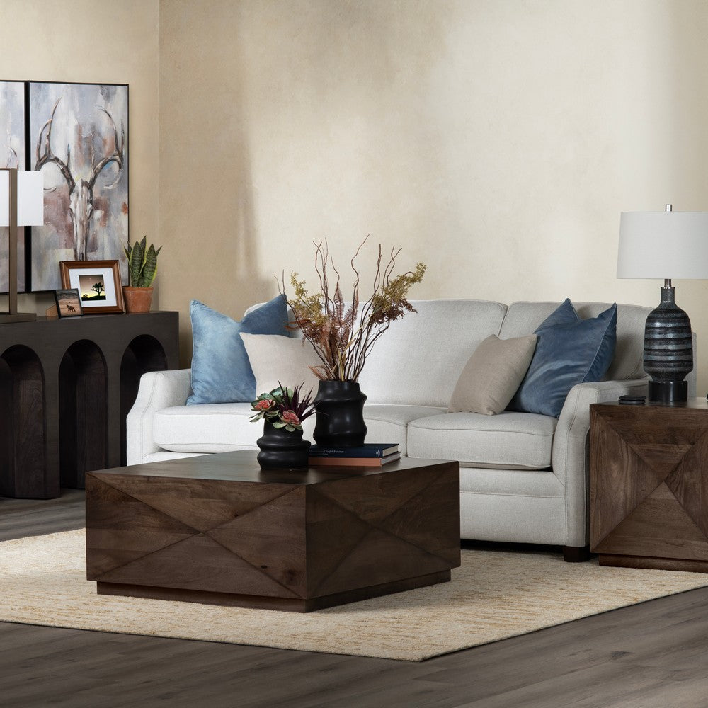 Crestview Cus Coffee Table | 38" Square | Brown Gray Angular Panels