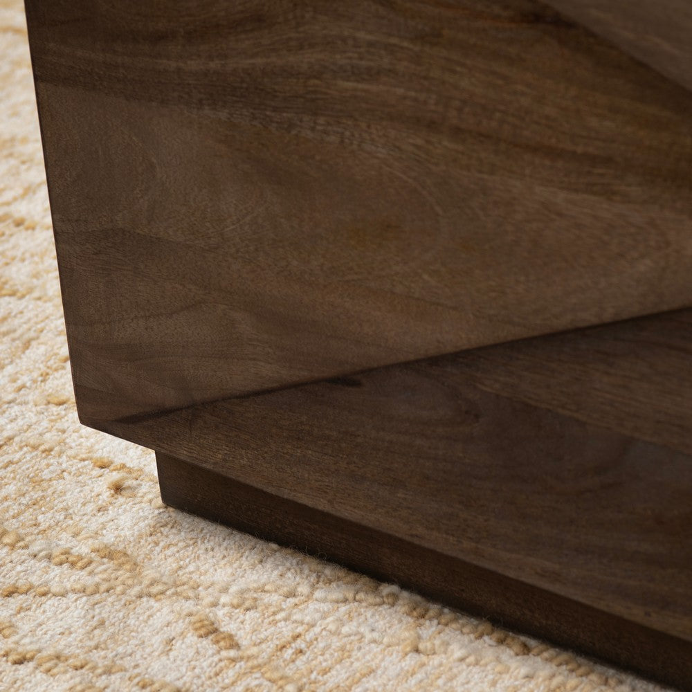 Crestview Cus Coffee Table | 38" Square | Brown Gray Angular Panels