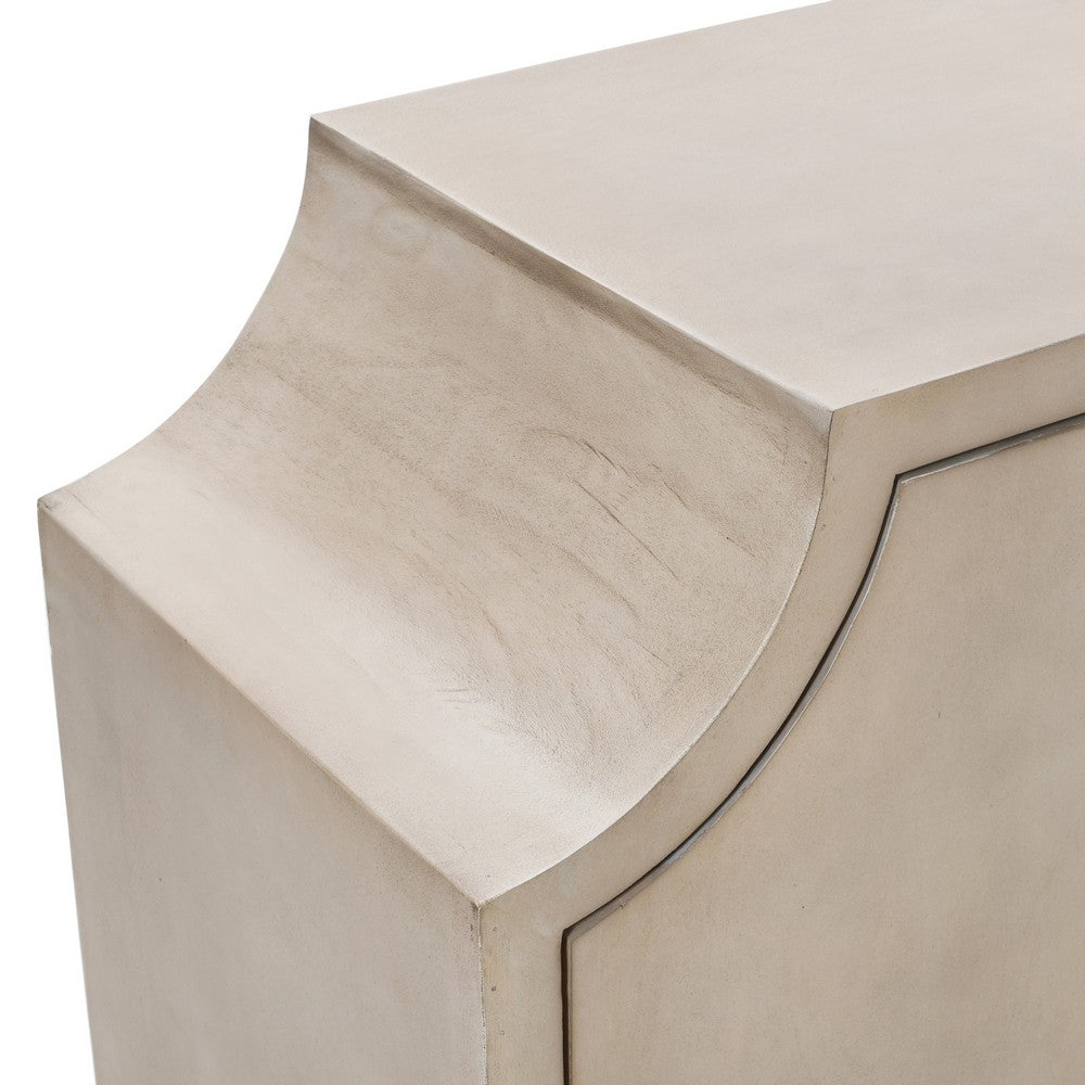 Crestview Media Credenza Sideboard | 4 Doors Concave Edges | 80" Cream