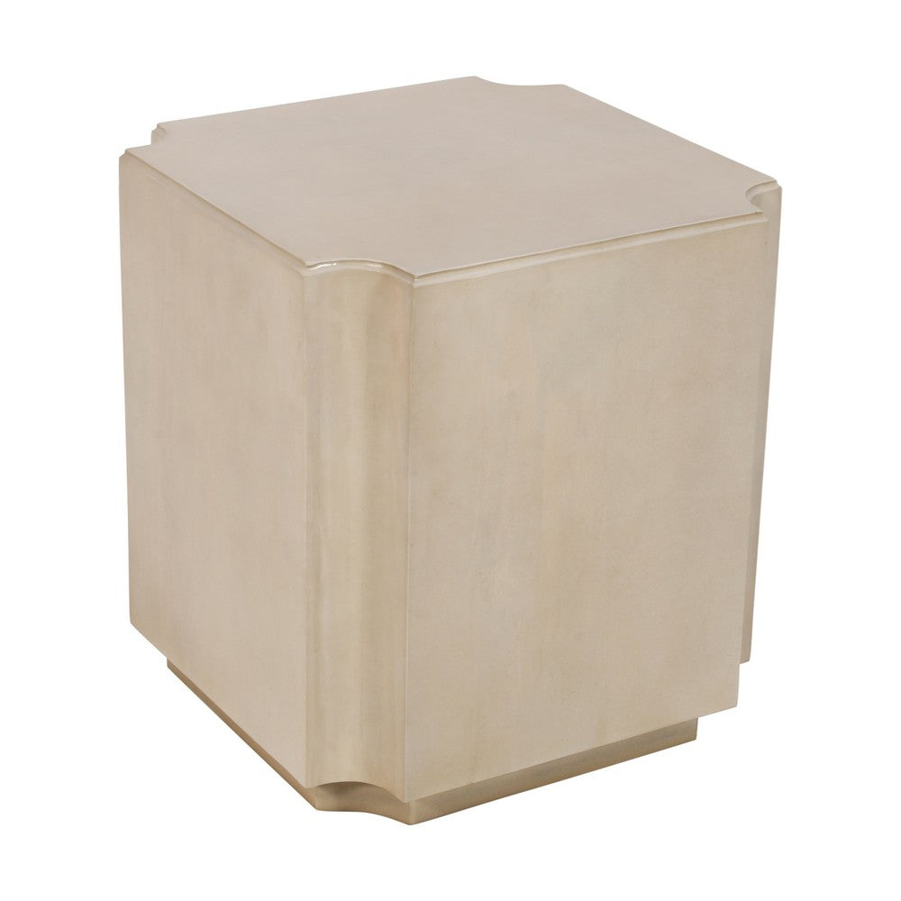 Crestview Capi Side End Table | Concave Edges | 22" Square | Cream Wood