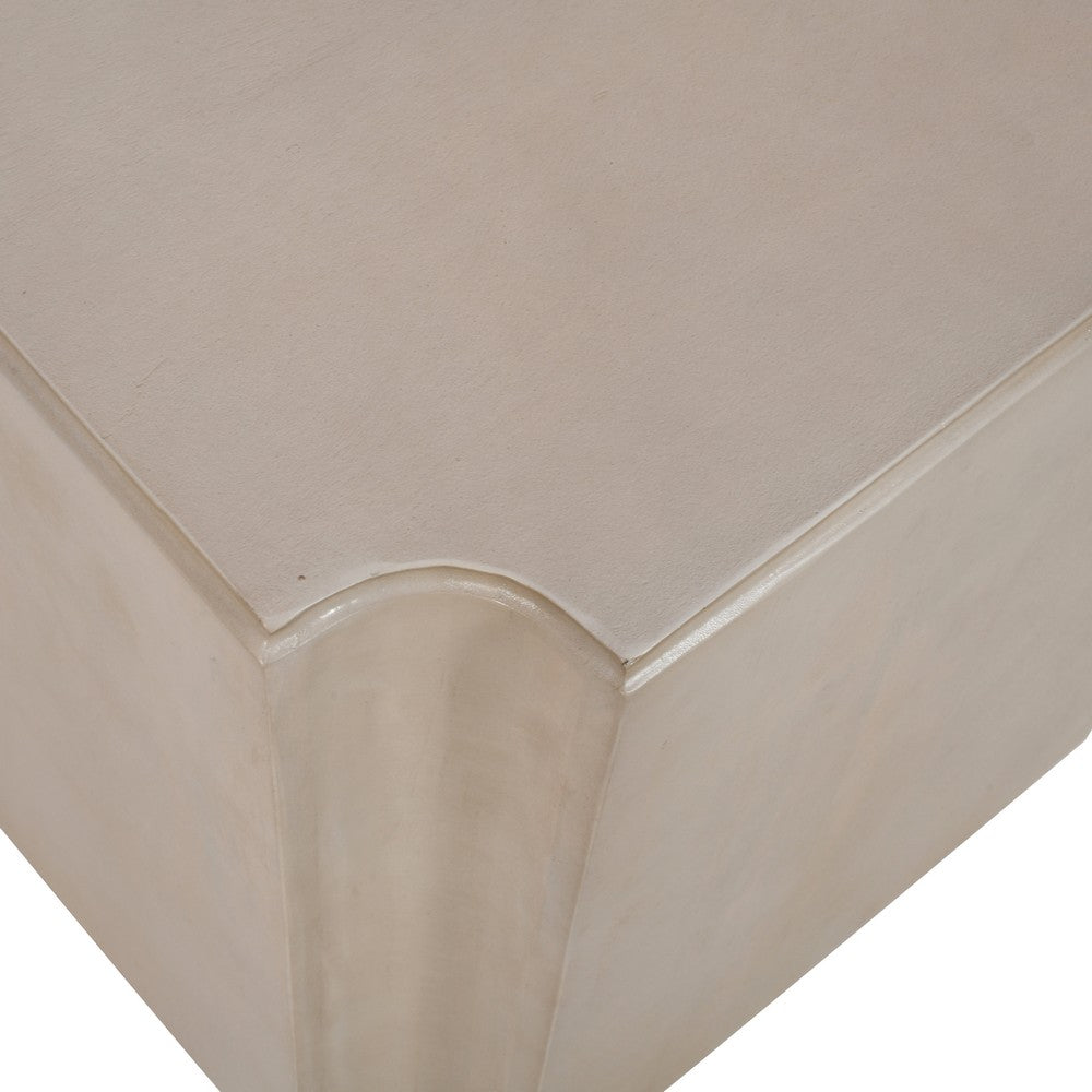 Crestview Capi Side End Table | Concave Edges | 22" Square | Cream Wood