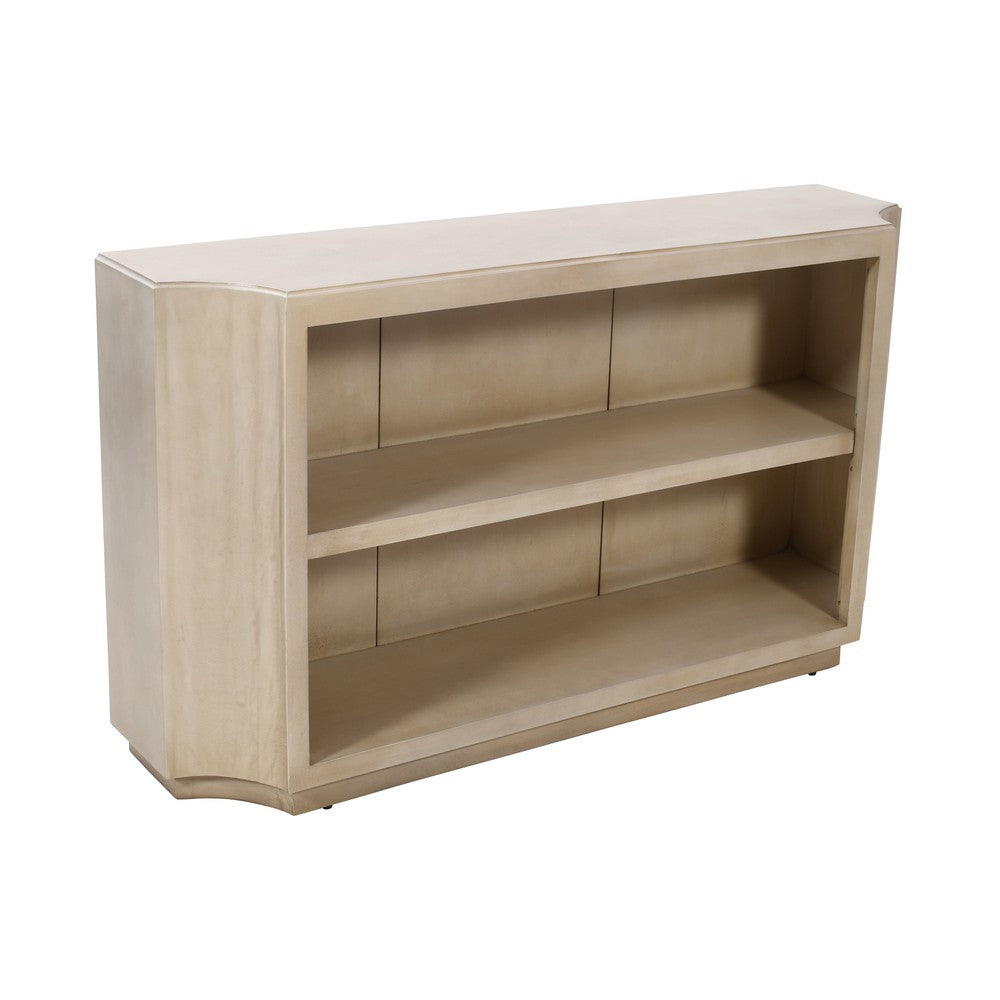 Crestview Capi Sofa Console Table w Shelf | Concave | 60" Cream Wood