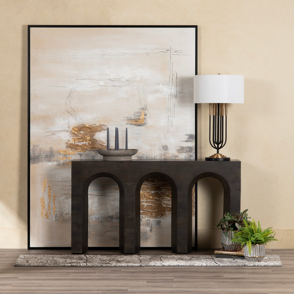 Crestview Trixie Sofa Console Table | Arched 60" Rectangular Brown