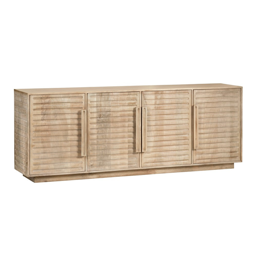 Crestview Esha Media Credenza Sideboard | 4 Doors | 86" Natural Brown