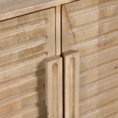 Crestview Esha Media Credenza Sideboard | 4 Doors | 86" Natural Brown