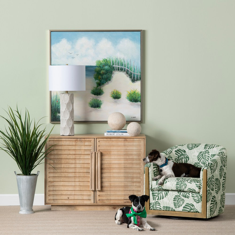 Crestview Esha Accent Cabinet | 2 Carved Doors | 43" Natural Brown