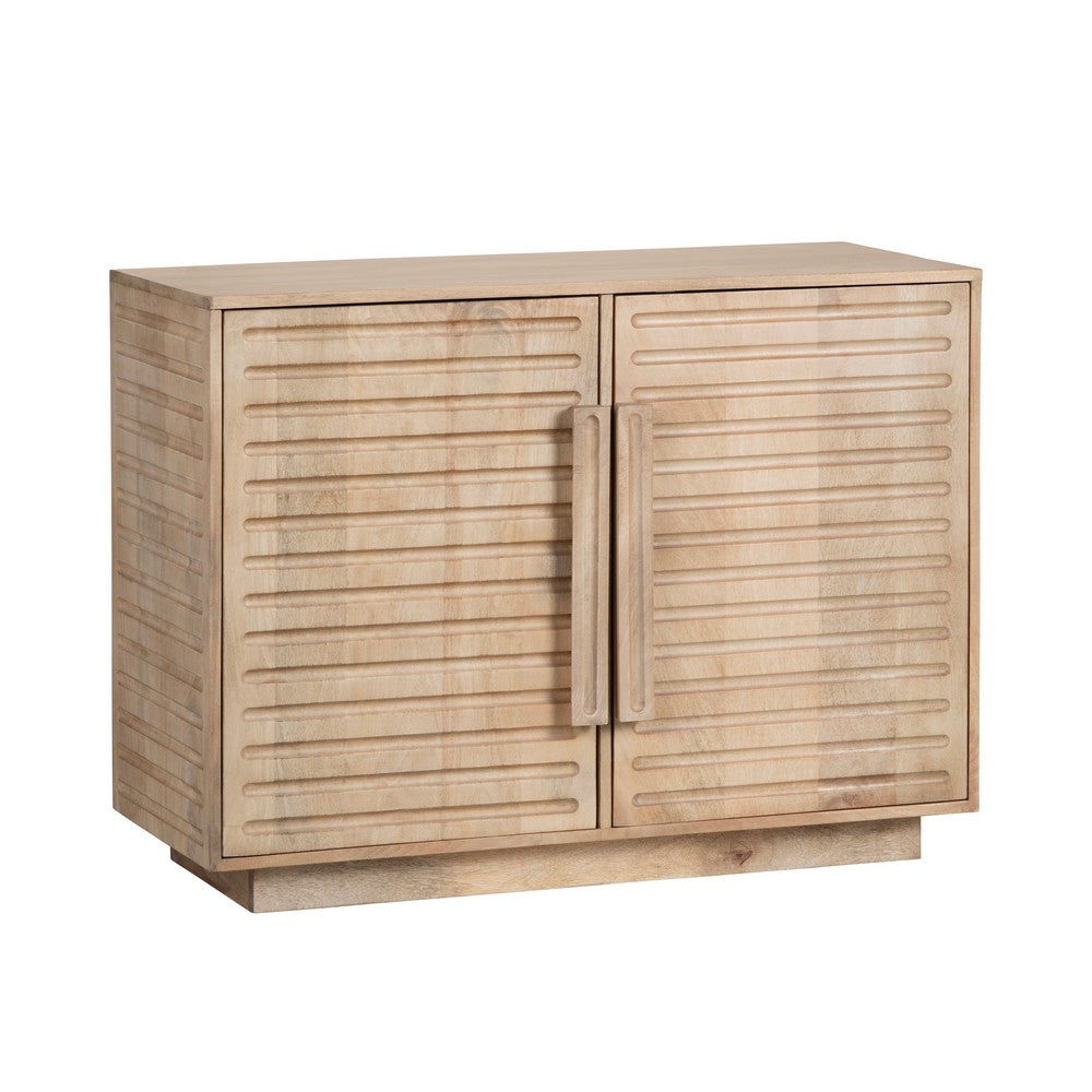 Crestview Esha Accent Cabinet | 2 Carved Doors | 43" Natural Brown