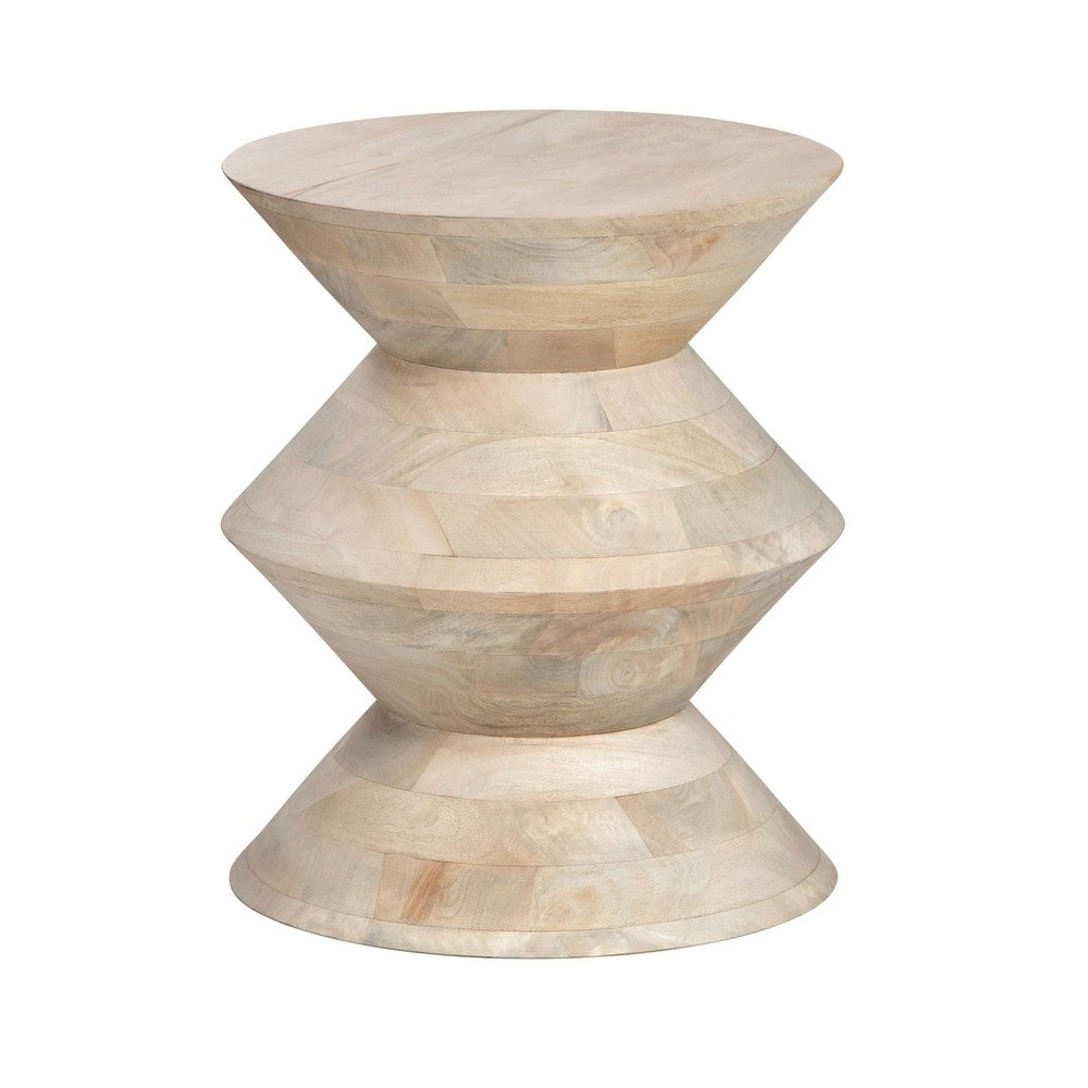 Crestview Odi Side End Table | Hourglass Shape 18" Round | Tan Brown