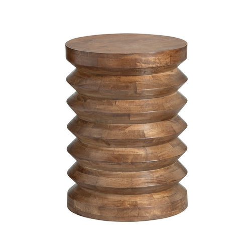 Crestview Kemp Side End Table | 16" Round Stacked Accents | Brown