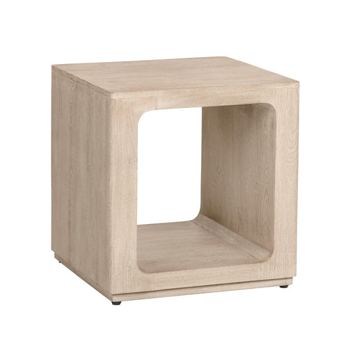 Crestview Lyn Side End Table | Square Top w Shelf | 22" Cream Wood